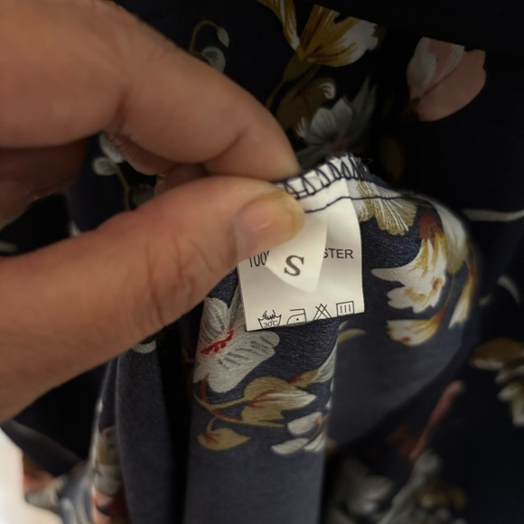 Shein Floral Print Tie Back Belted Maxi Dress Navy Blue women’s size small - Picture 7 of 15